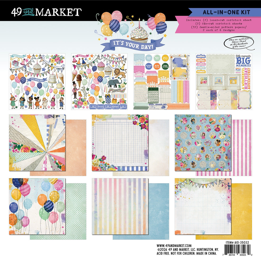 49 and Market IT’S YOUR DAY! 12”X12” All In One Kit 16pc