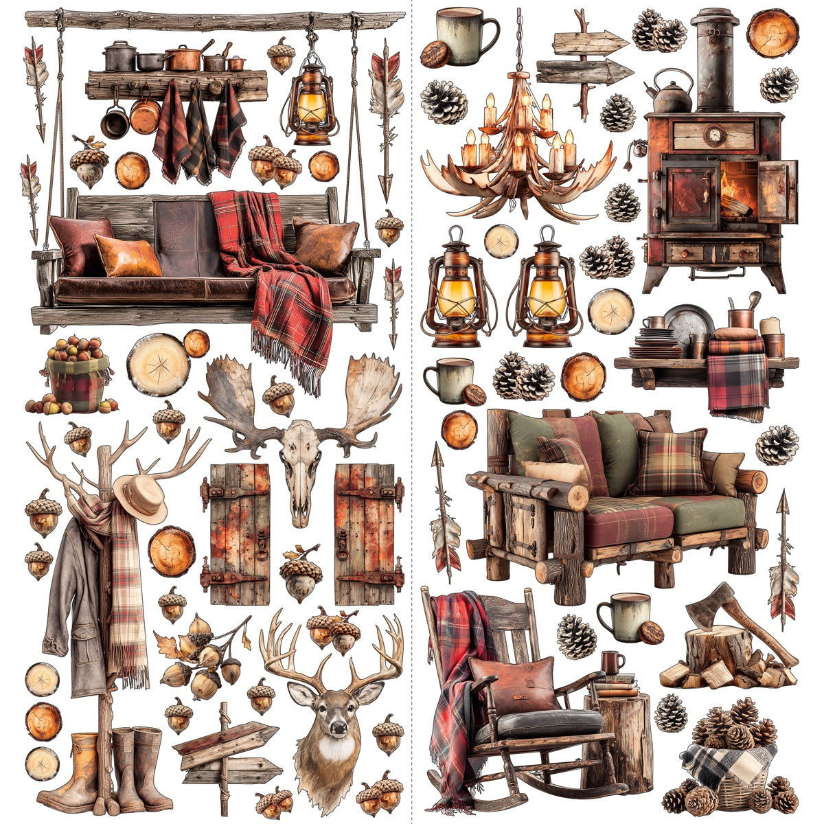 49 and Market TIMBER &amp; TWEED Laser Cut Element Set 137pc
