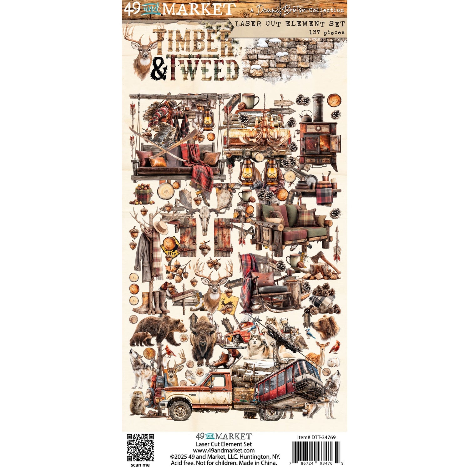 49 and Market TIMBER &amp; TWEED Laser Cut Element Set 137pc