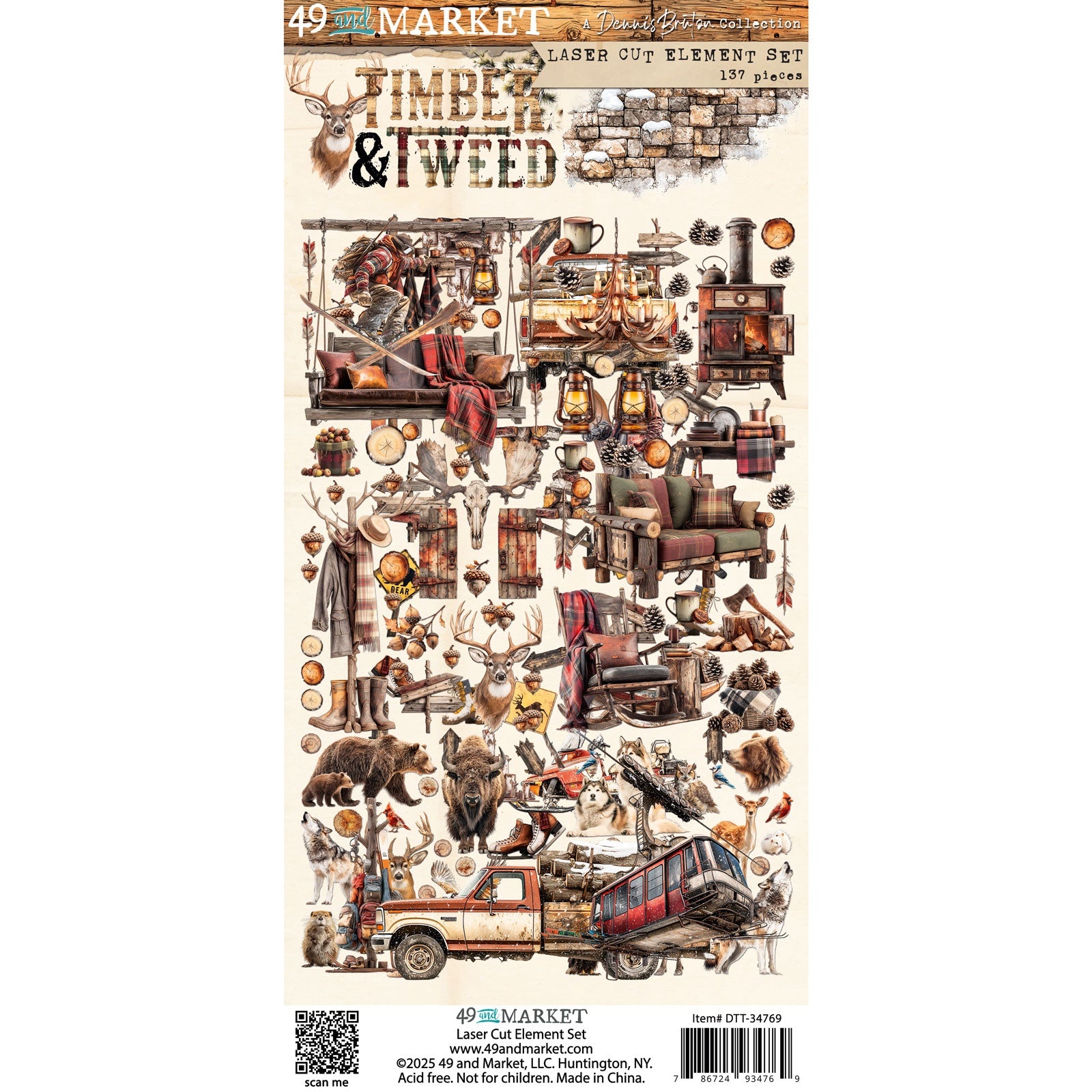 49 and Market TIMBER &amp; TWEED Laser Cut Element Set 137pc