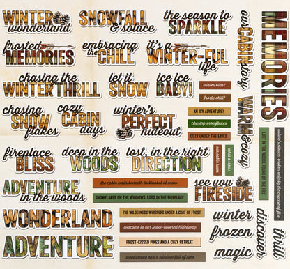 49 and Market TIMBER &amp; TWEED Chipboard Sentiments 42pc