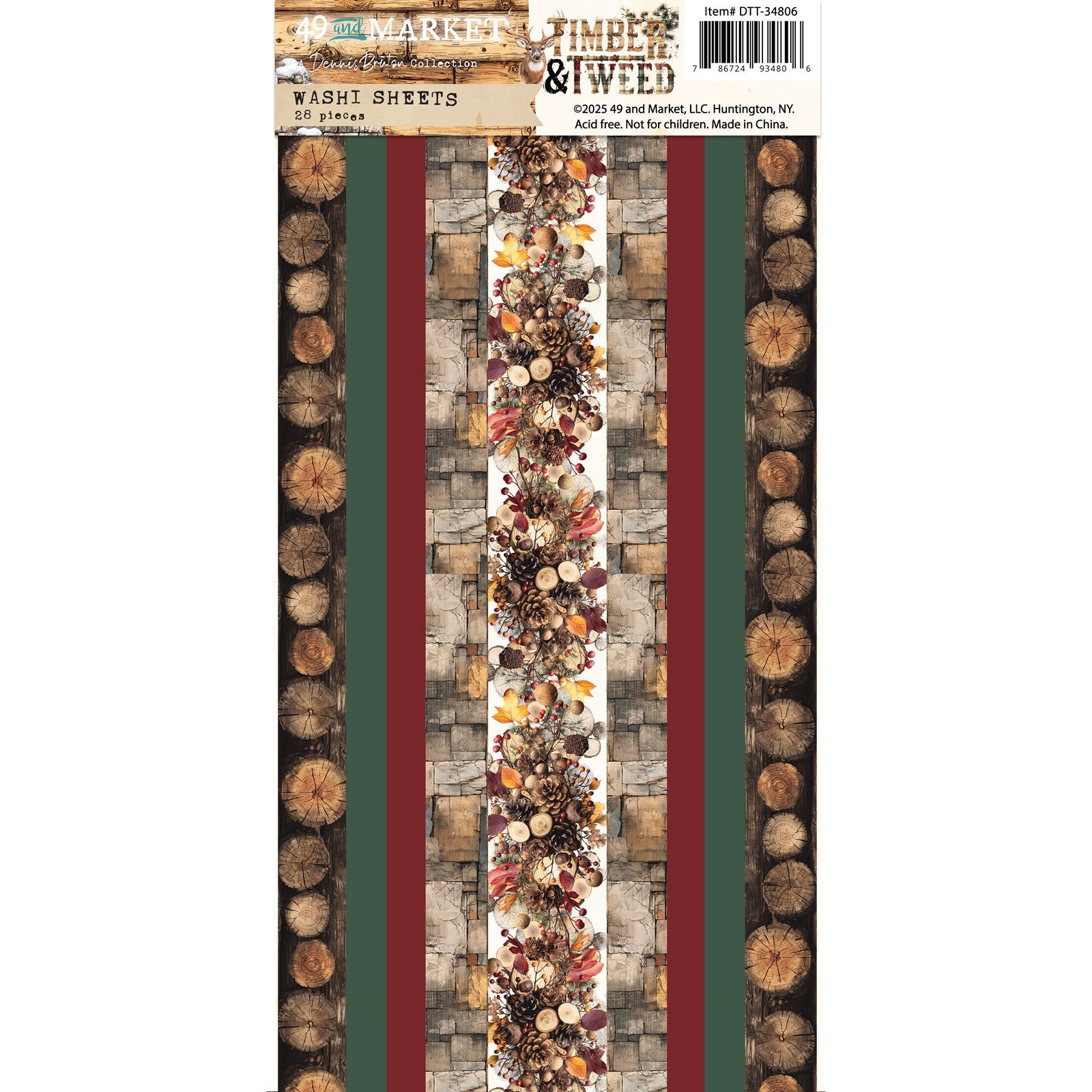49 and Market TIMBER &amp; TWEED Washi Sheets 28pc