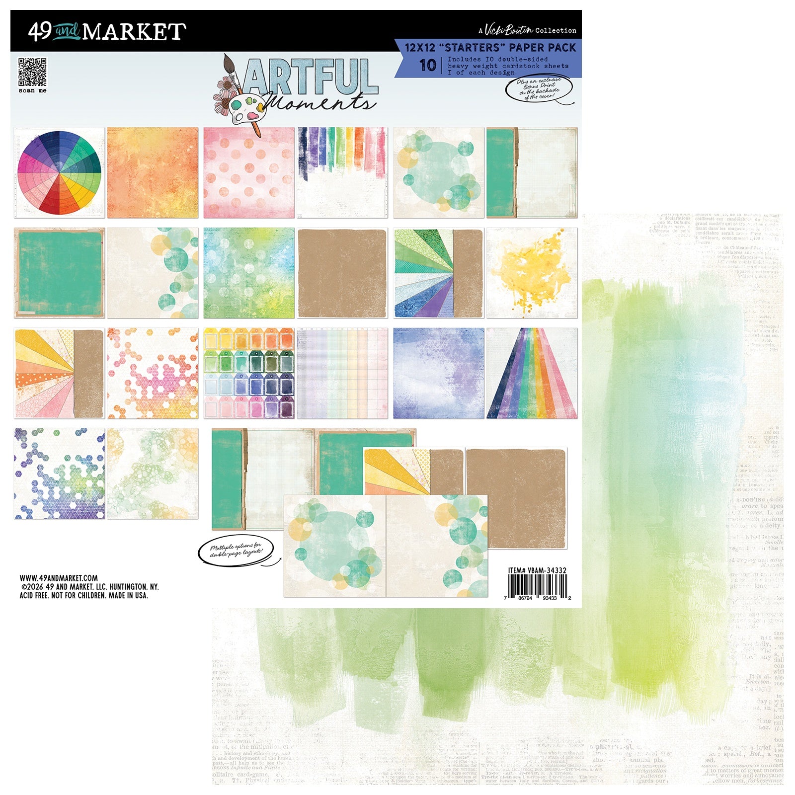 49 and Market Vicki Boutin ARTFUL MOMENTS 12”X12” Starters Paper Pack