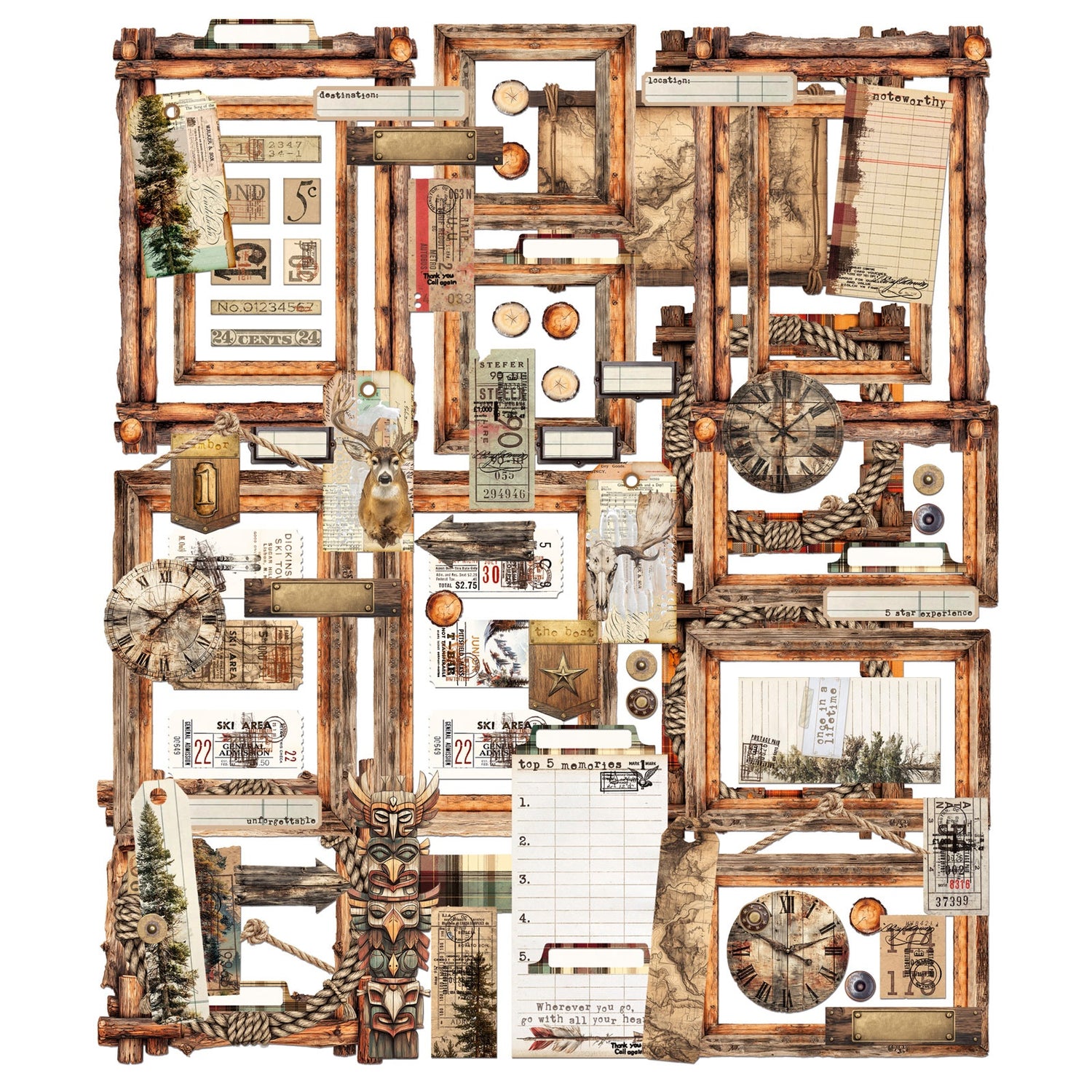 49 and Market TIMBER &amp; TWEED Ephemera &amp; Frames 88pc