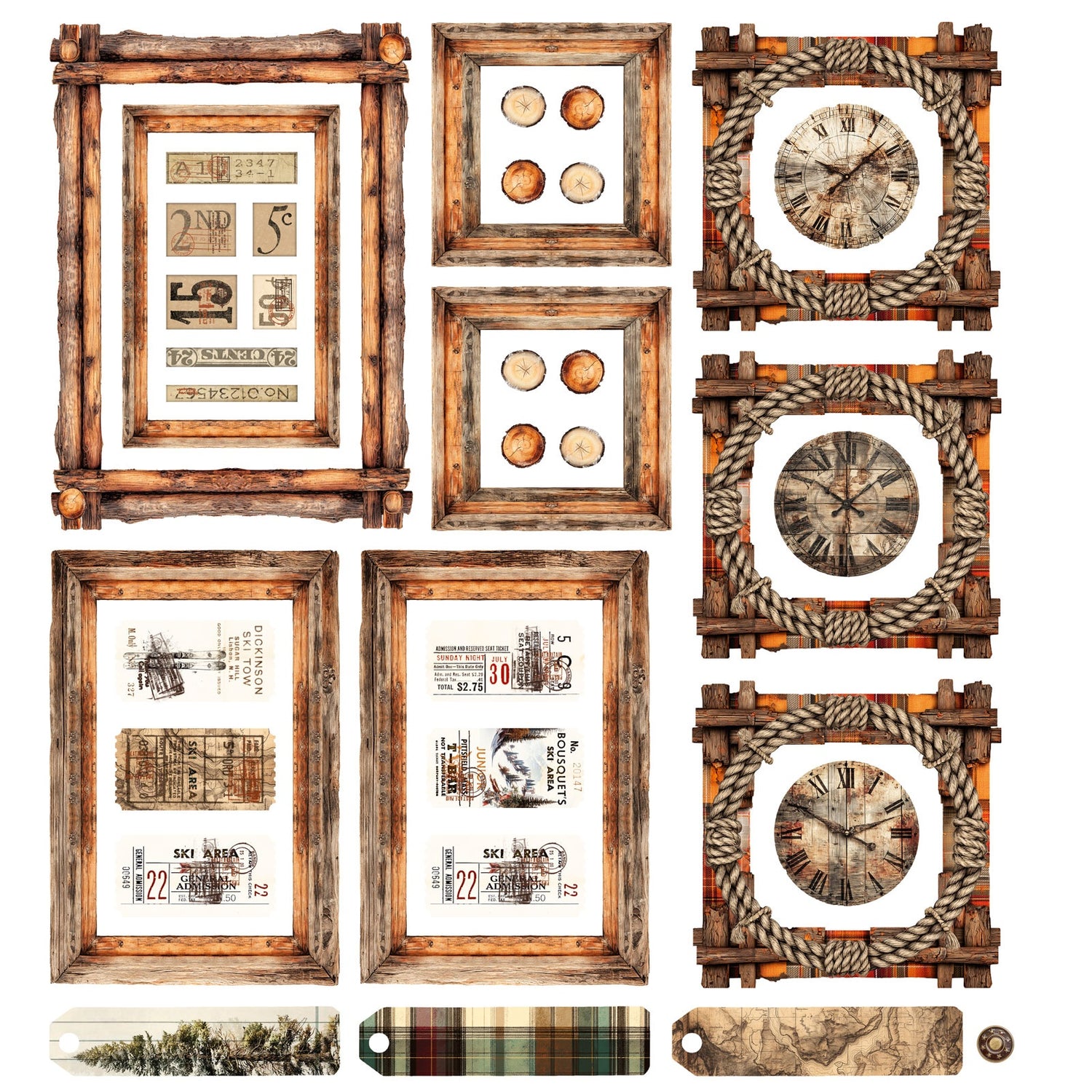 49 and Market TIMBER &amp; TWEED Ephemera &amp; Frames 88pc