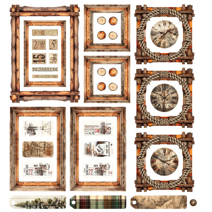 49 and Market TIMBER &amp; TWEED Ephemera &amp; Frames 88pc