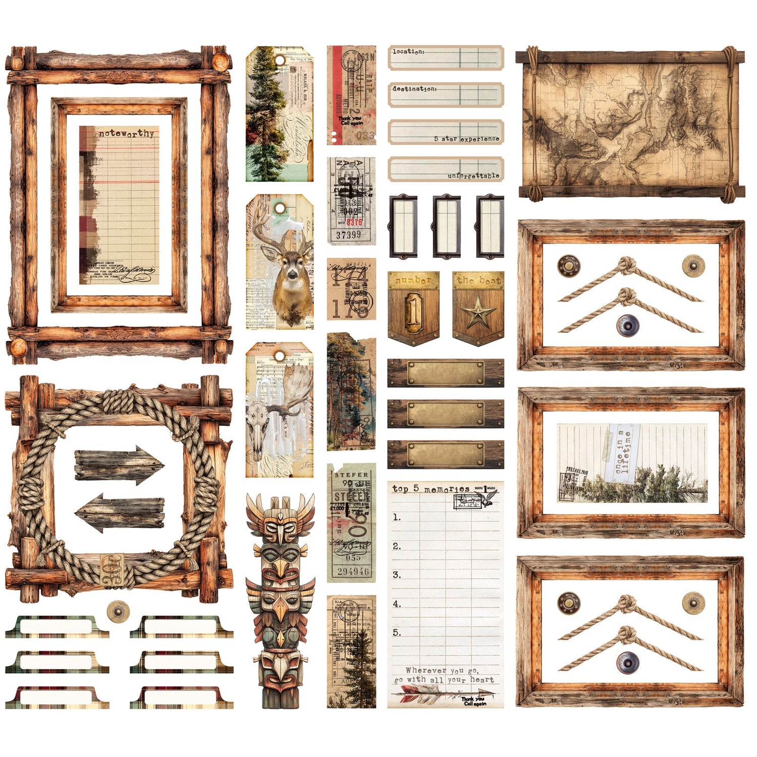49 and Market TIMBER &amp; TWEED Ephemera &amp; Frames 88pc