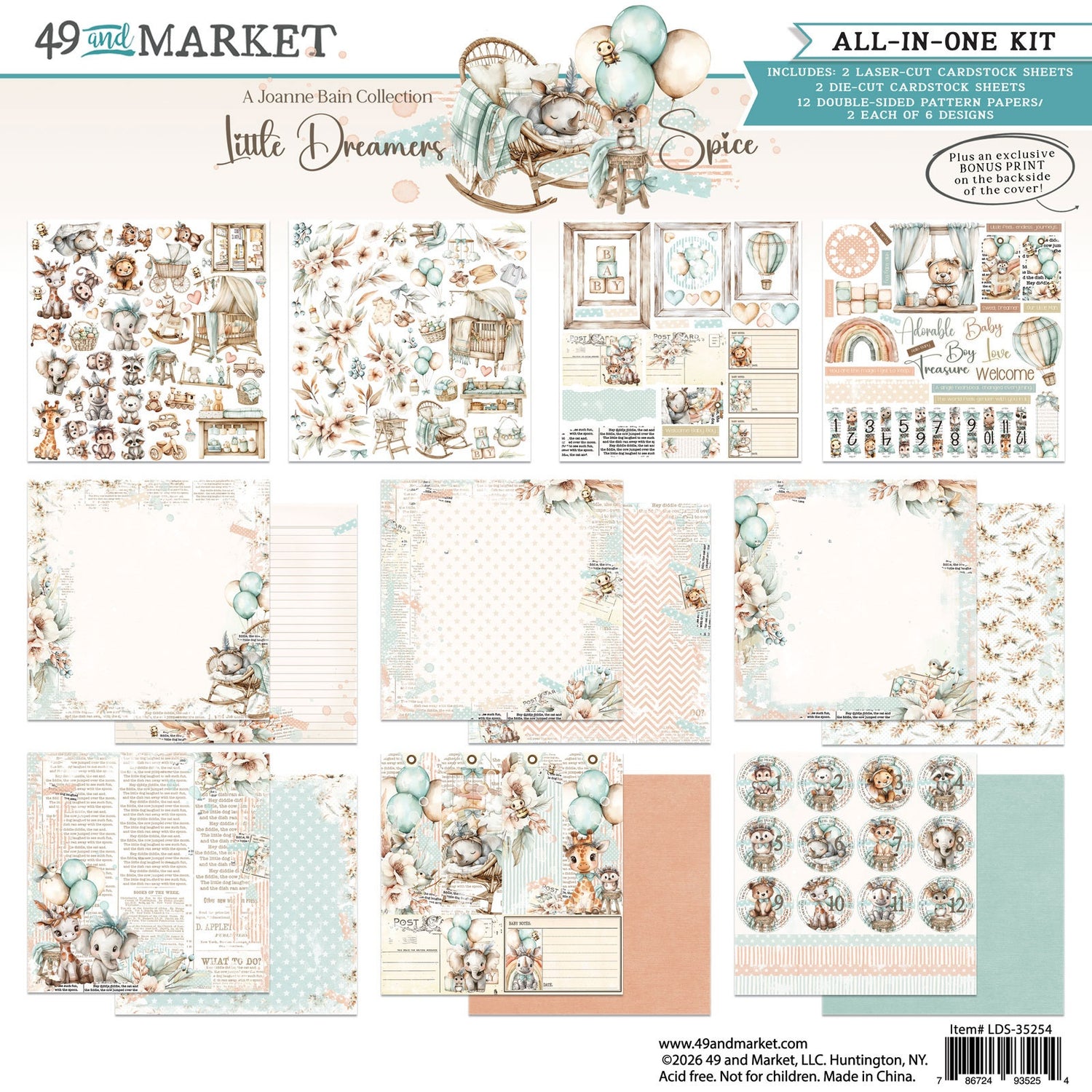 49 and Market LITTLE DREAMERS SPICE 12”X12” All In One Kit 16pc