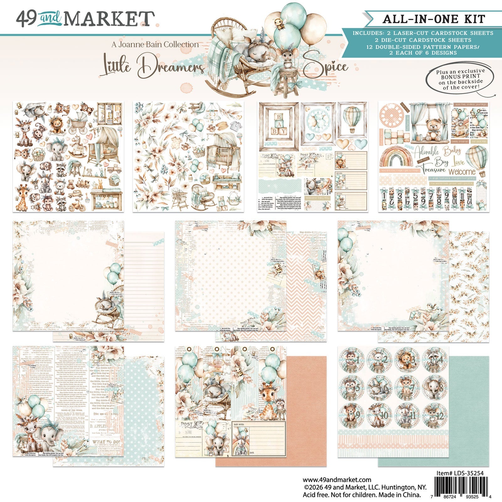 49 and Market LITTLE DREAMERS SPICE 12”X12” All In One Kit 16pc