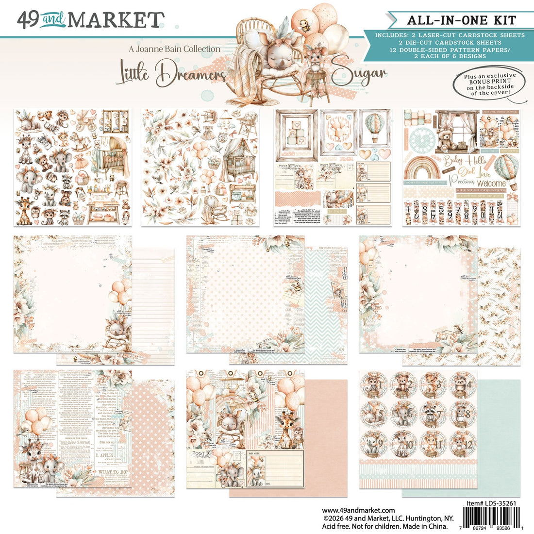 49 and Market LITTLE DREAMERS SUGAR 12”X12” All In One Kit 16pc