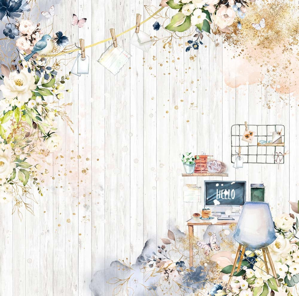 Memory Place HELLO 02 Office Desk 12”X12” Scrapbook Paper