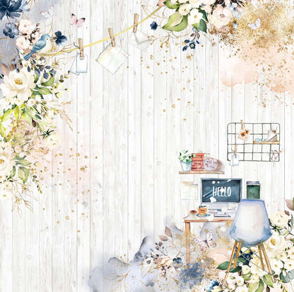 Memory Place HELLO 02 Office Desk 12”X12” Scrapbook Paper