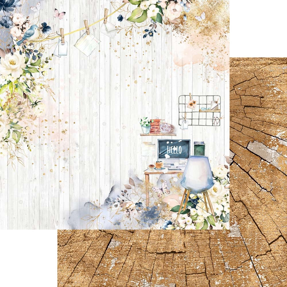 Memory Place HELLO 02 Office Desk 12”X12” Scrapbook Paper