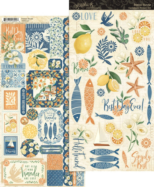 Graphic 45 SCENIC ROUTE Cardstock Sticker Set
