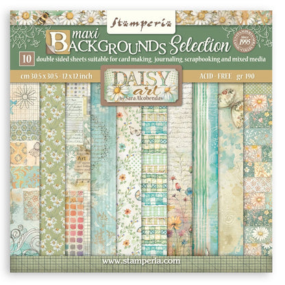 Stamperia DAISY ART 12”X12” Maxi Backgrounds Paper Pad