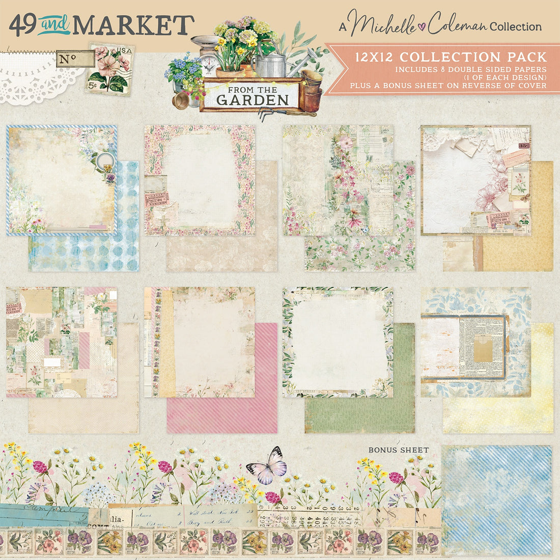 49 and Market FROM THE GARDEN 12X12 Collection Paper Pack