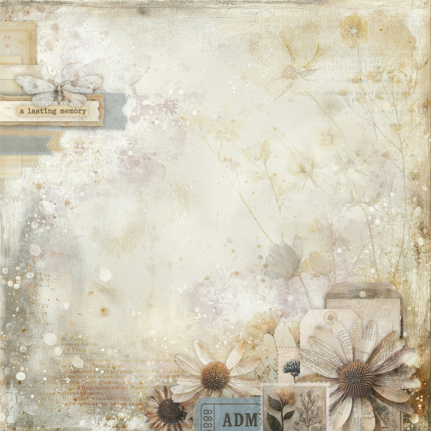 49 and Market Faded Memory Lane GARDEN ARCHIVE 12X12 Scrapbook Paper