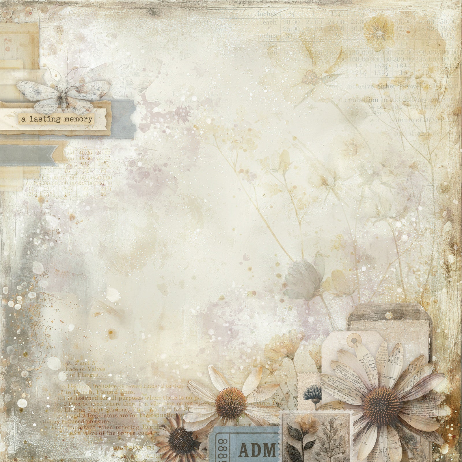 49 and Market Faded Memory Lane GARDEN ARCHIVE 12X12 Scrapbook Paper