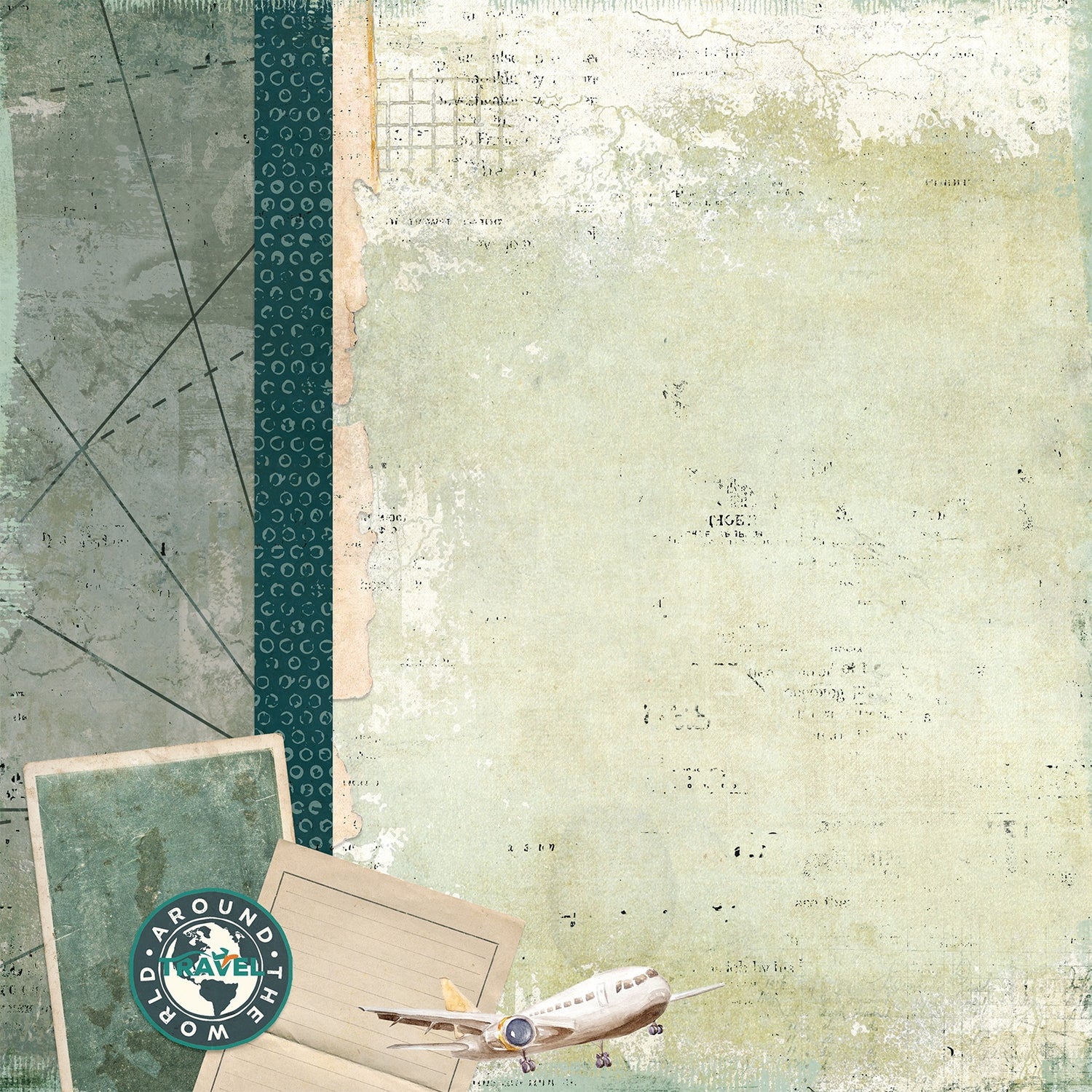 49 and Market Travel Diaries AROUND THE WORLD 12”X12” Scrapbook Paper