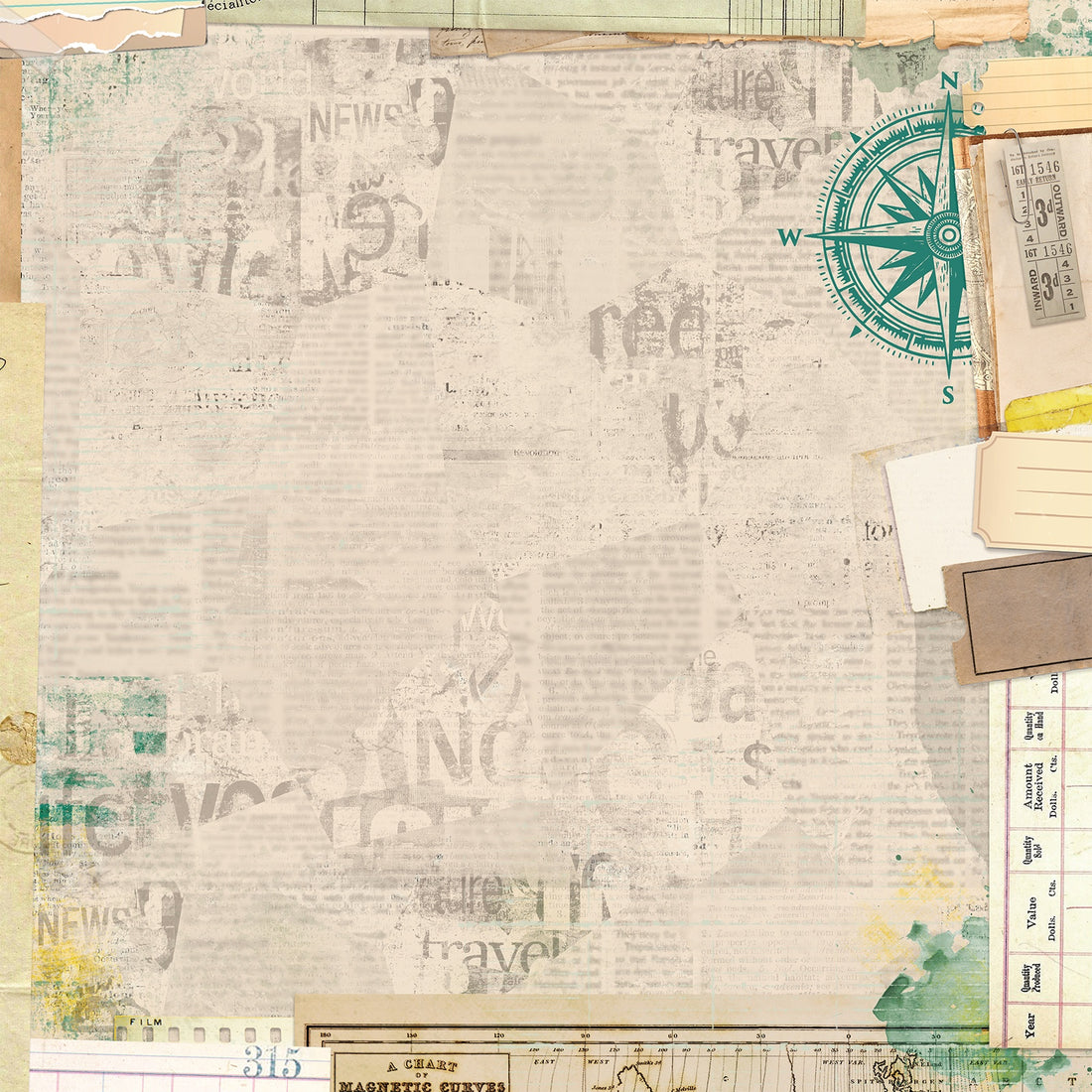 49 and Market Travel Diaries TRAVEL NOTES 12”X12” Scrapbook Paper