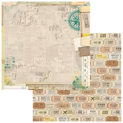 49 and Market Travel Diaries TRAVEL NOTES 12”X12” Scrapbook Paper