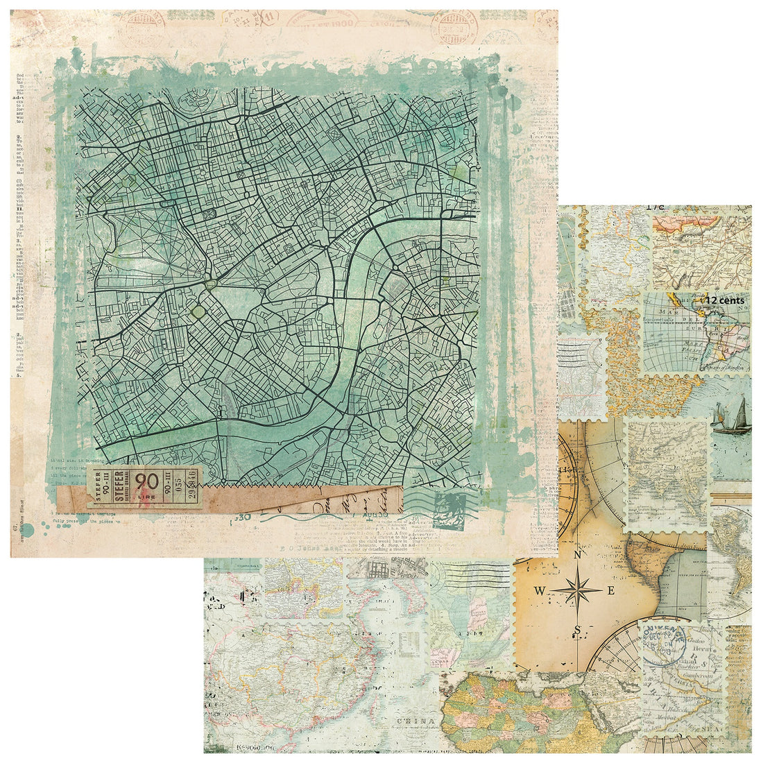 49 and Market Travel Diaries ADVENTURE 12”X12” Scrapbook Paper