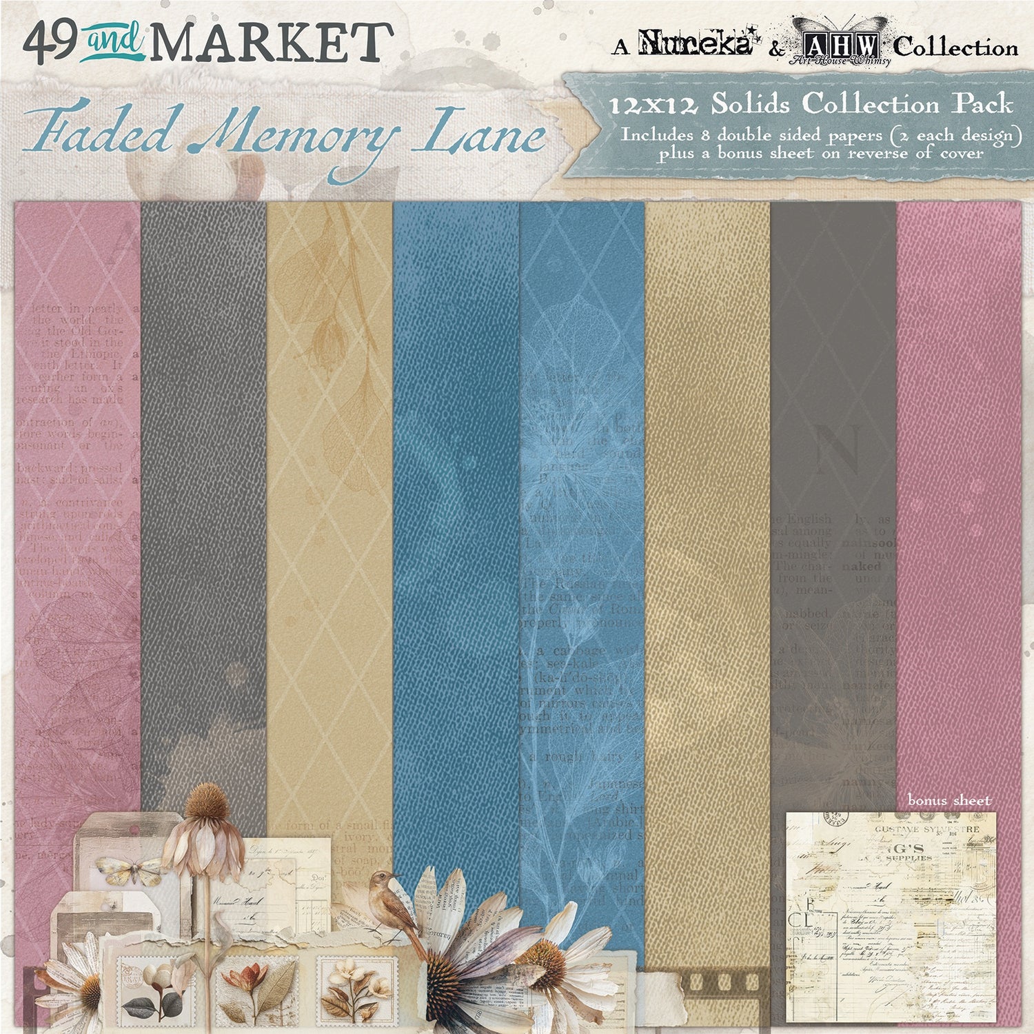 49 and Market FADED MEMORY LANE 12X12 Solids Collection Pack