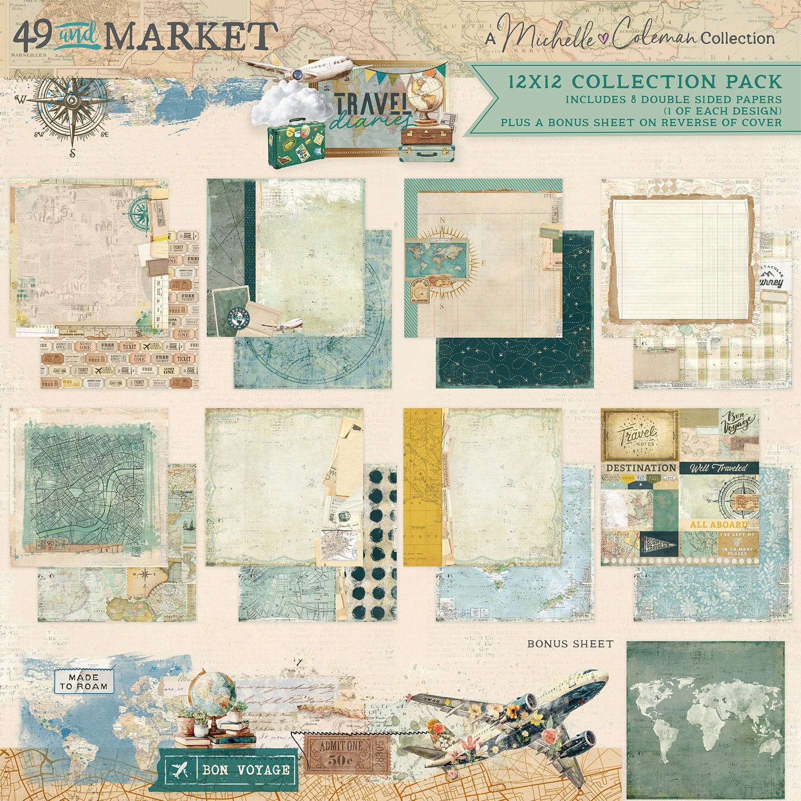 49 and Market TRAVEL DIARIES 12”X12” Collection Pack