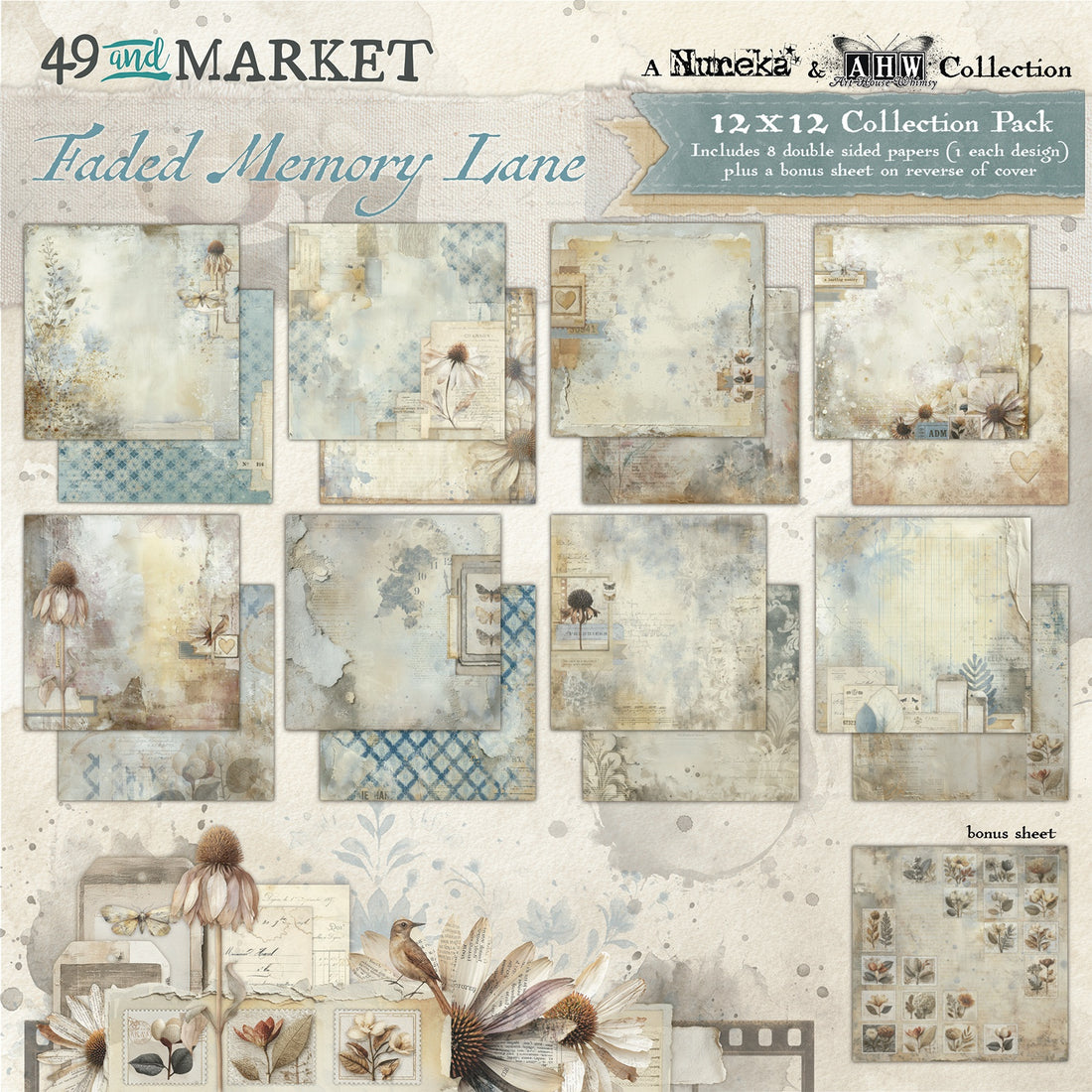 49 and Market FADED MEMORY LANE 12X12 Collection Paper Pack