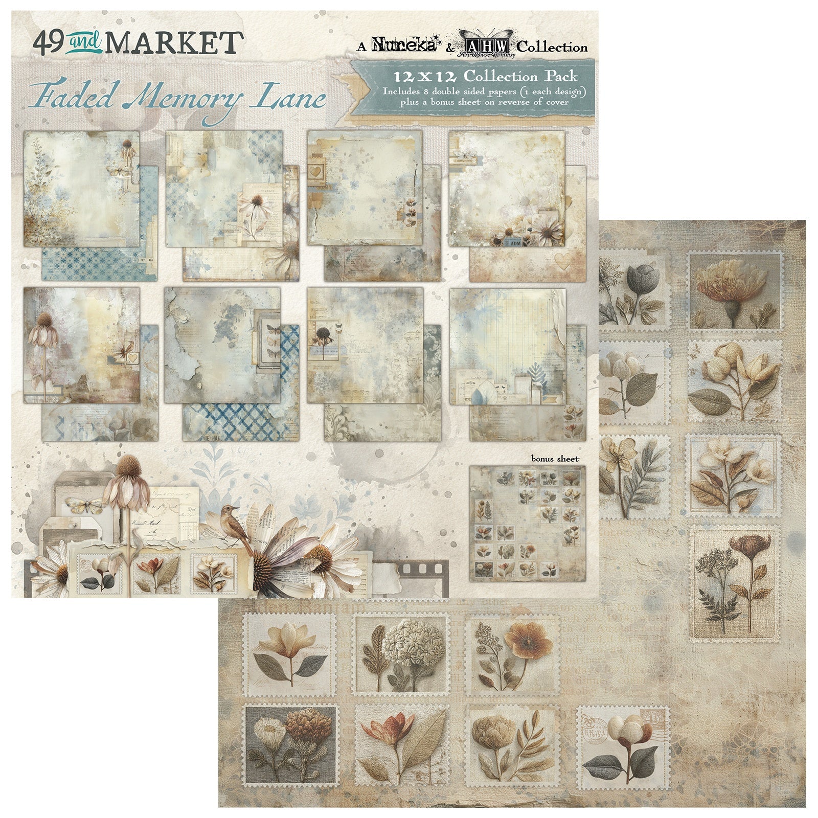 49 and Market FADED MEMORY LANE 12X12 Collection Paper Pack