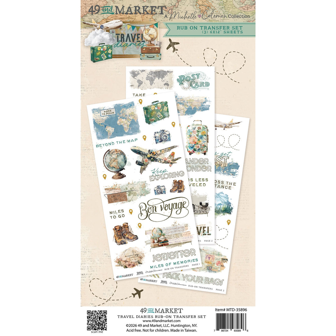 49 and Market TRAVEL DIARIES Rub On Transfer Set