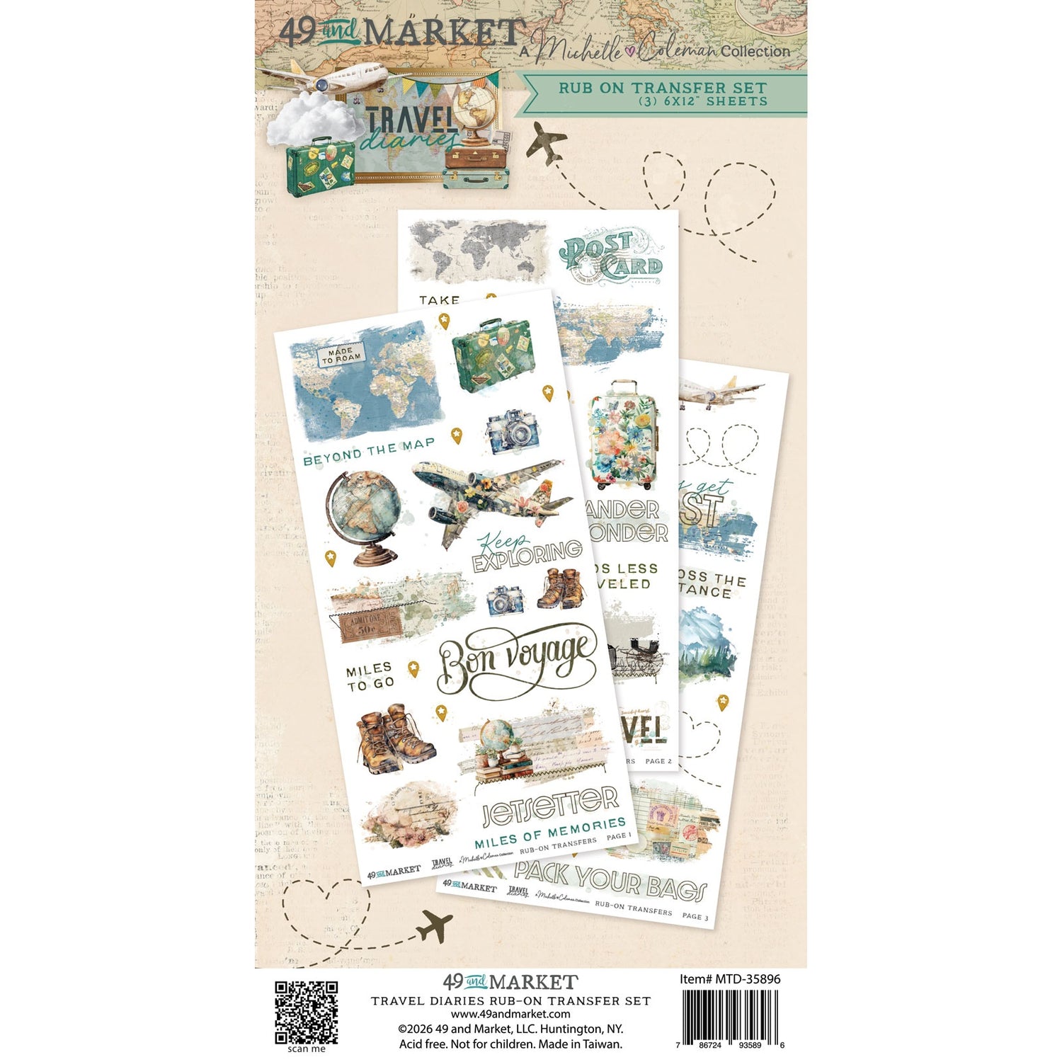 49 and Market TRAVEL DIARIES Rub On Transfer Set