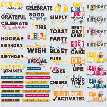 49 and Market GLIMMER AND GLEE Chipboard Sentiments 49pc