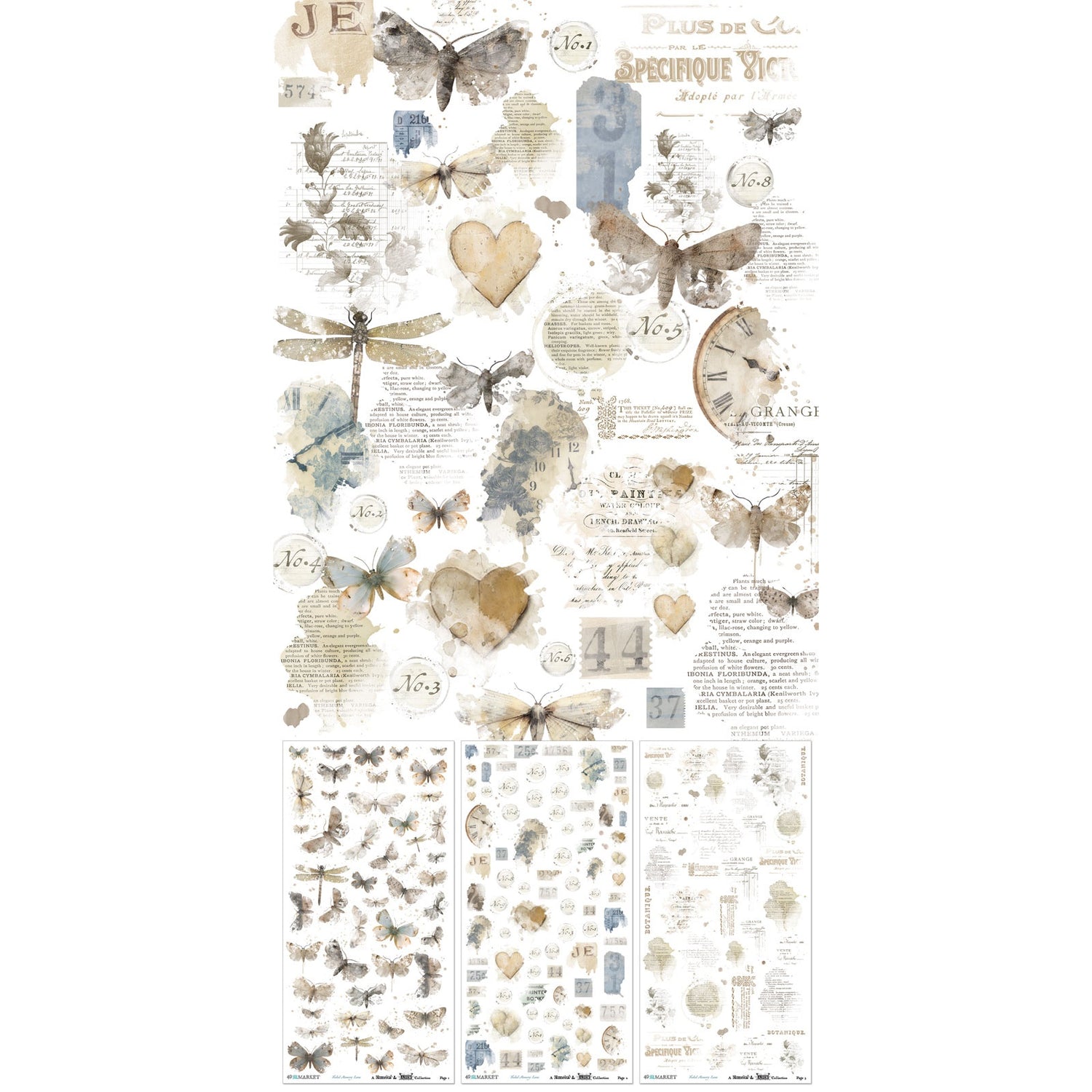 49 and Market FADED MEMORY LANE Rub-On Transfers