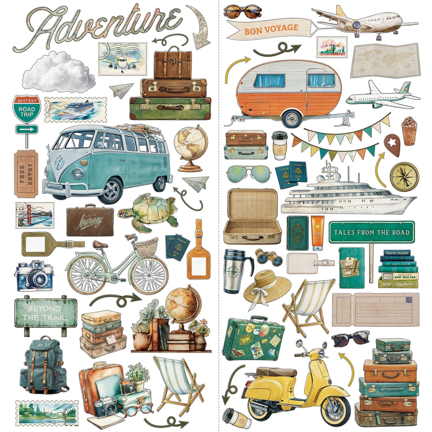 49 and Market TRAVEL DIARIES Laser Cut Elements 164pc