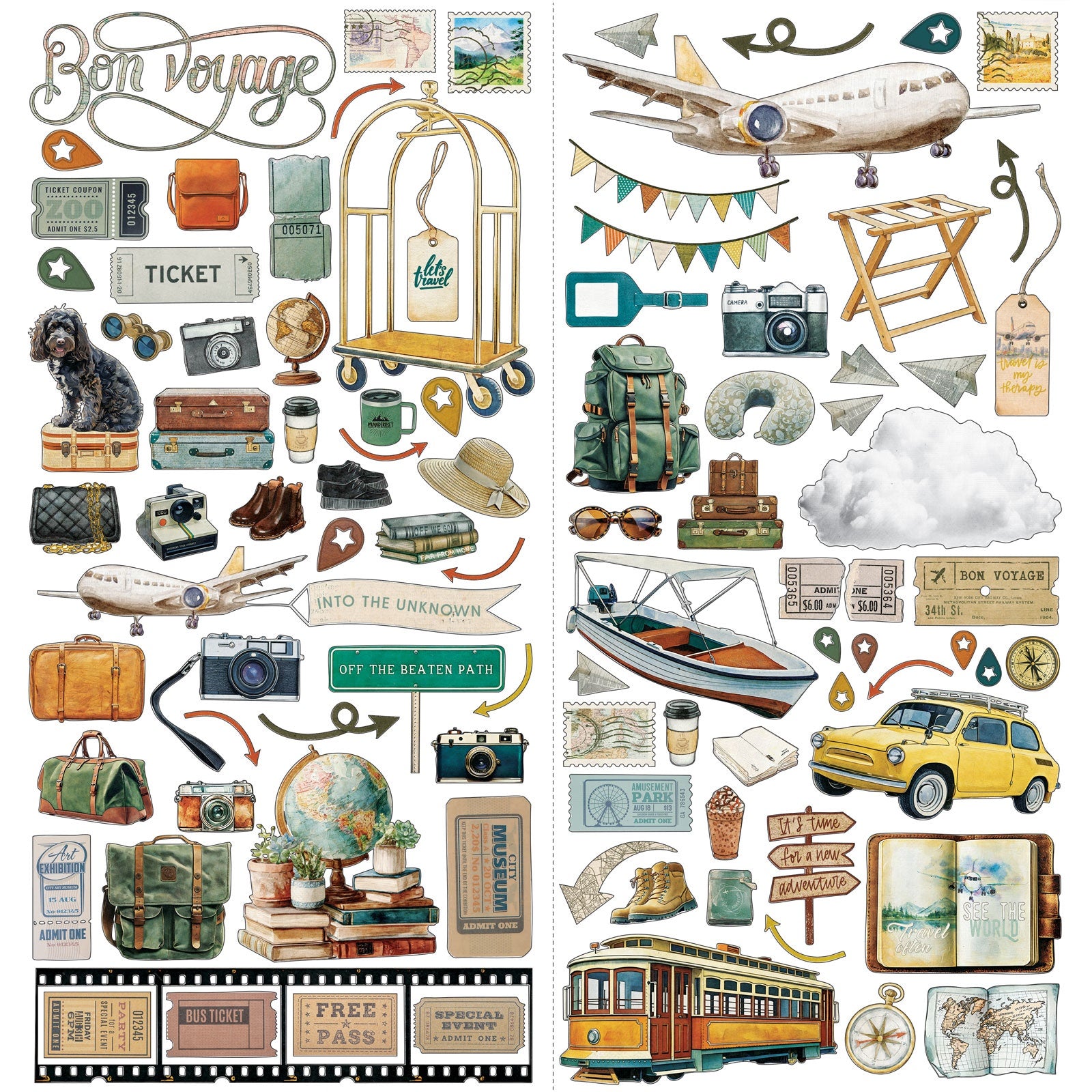 49 and Market TRAVEL DIARIES Laser Cut Elements 164pc