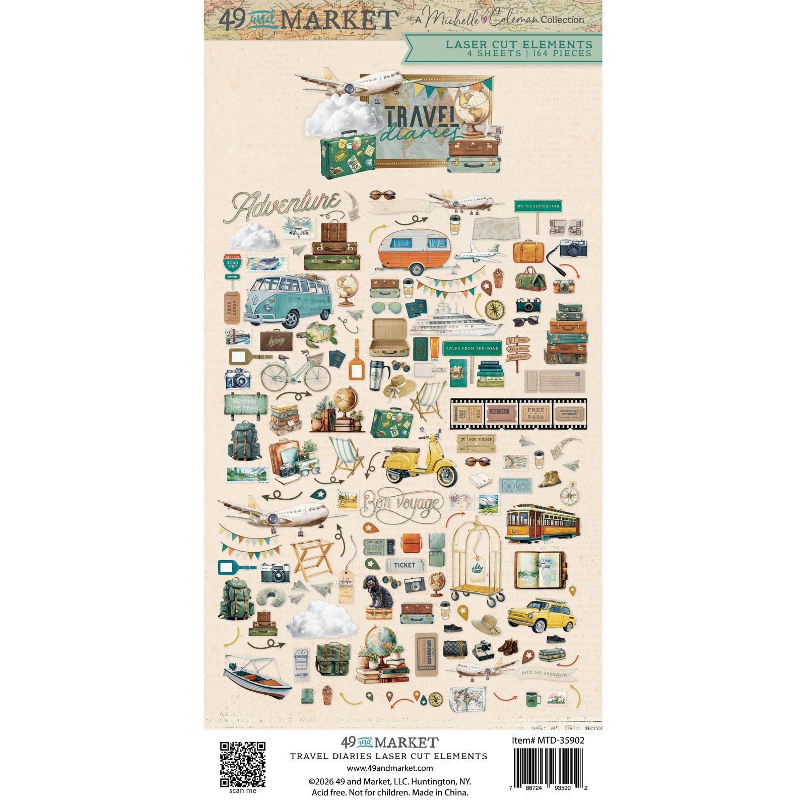 49 and Market TRAVEL DIARIES Laser Cut Elements 164pc