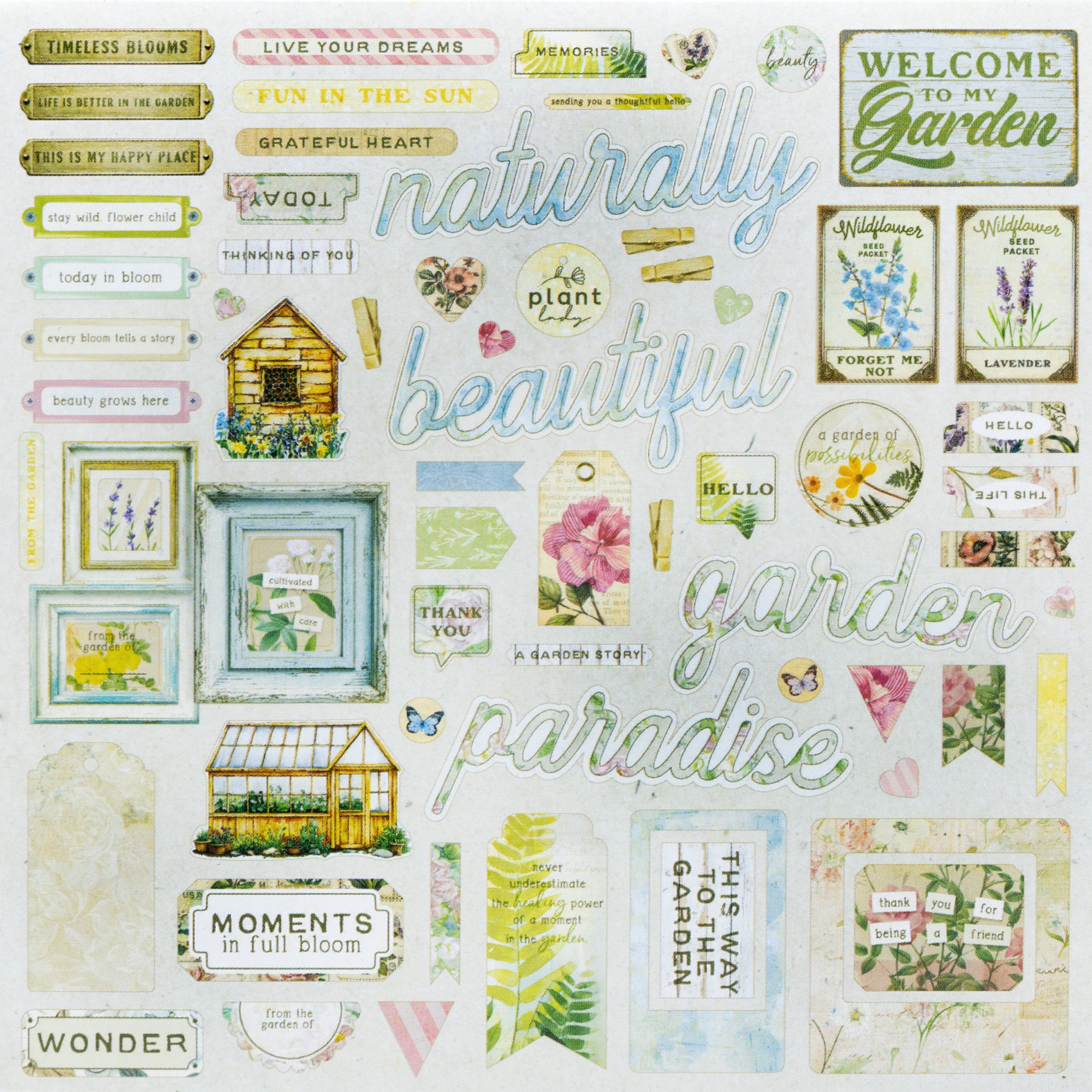 49 and Market FROM THE GARDEN Chipboard Elements 69pc