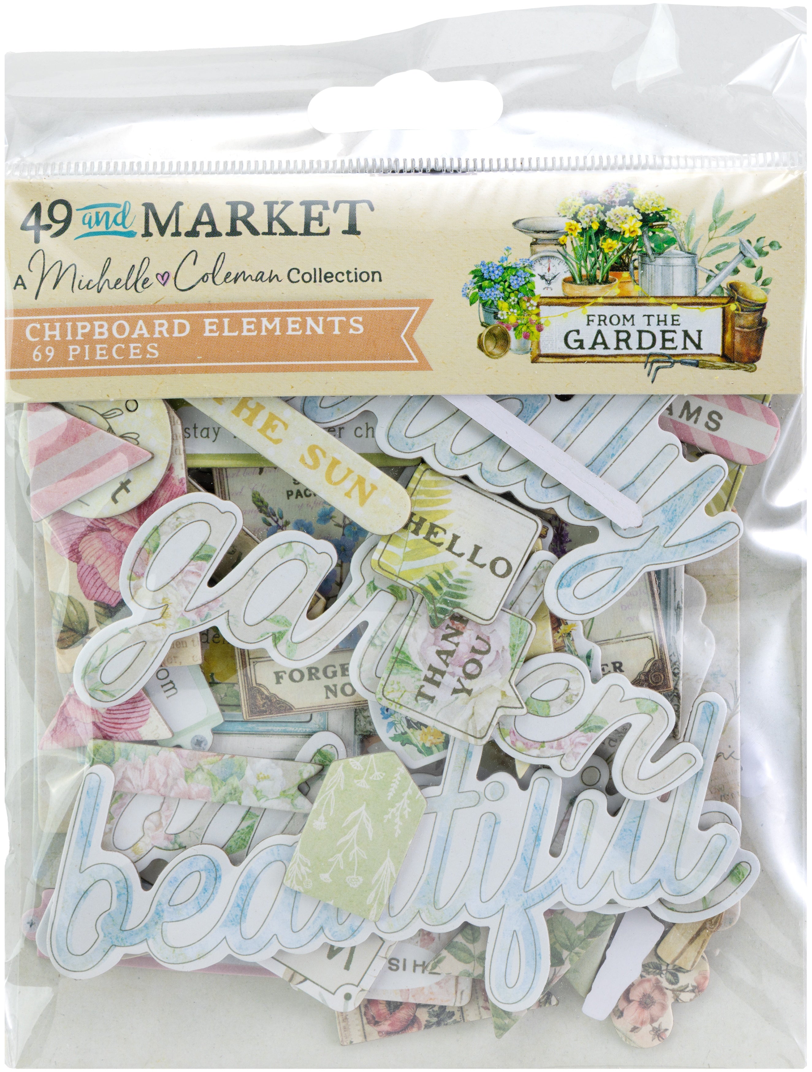 49 and Market FROM THE GARDEN Chipboard Elements 69pc