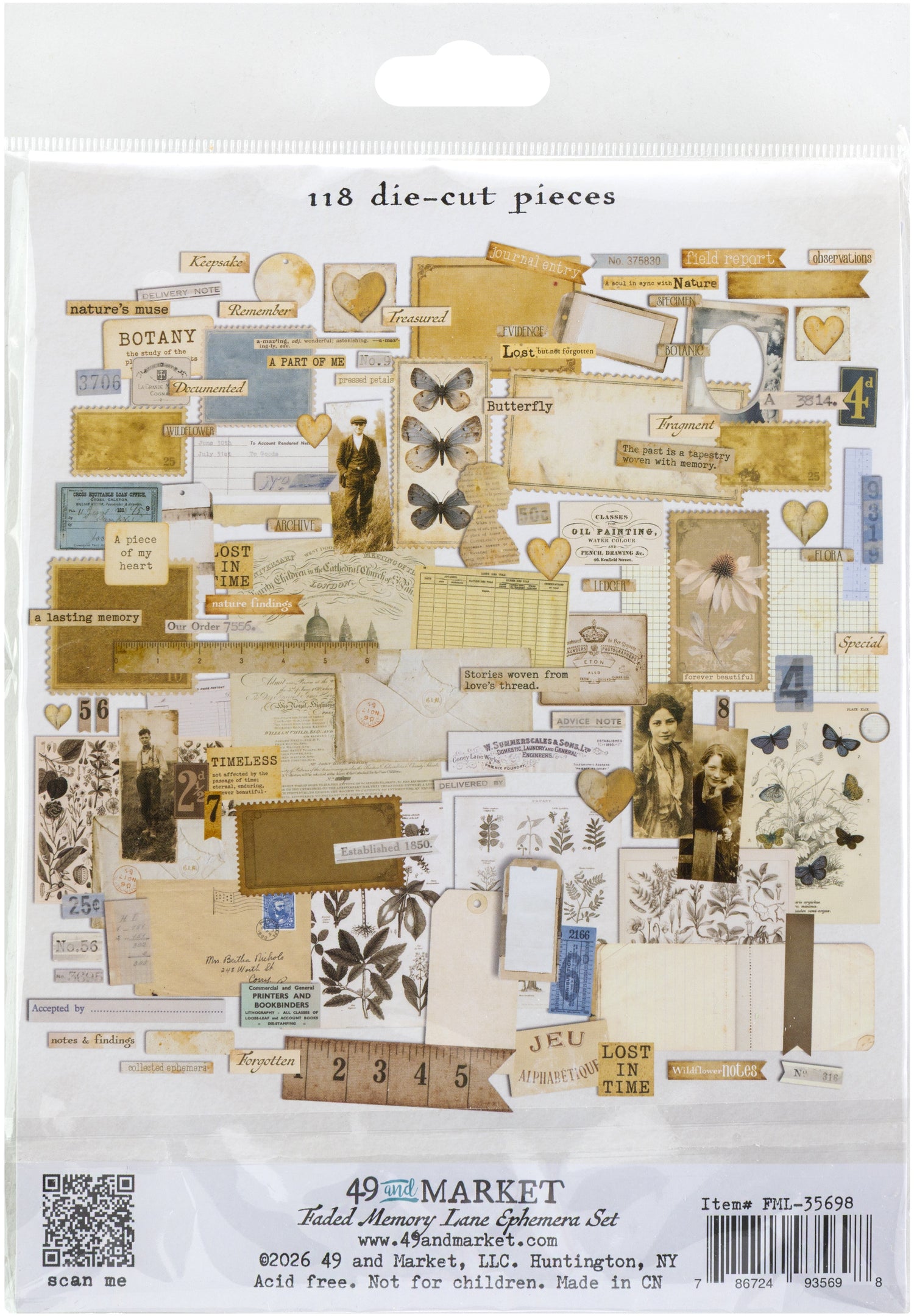 49 and Market FADED MEMORY LANE Ephemera Set 118pc