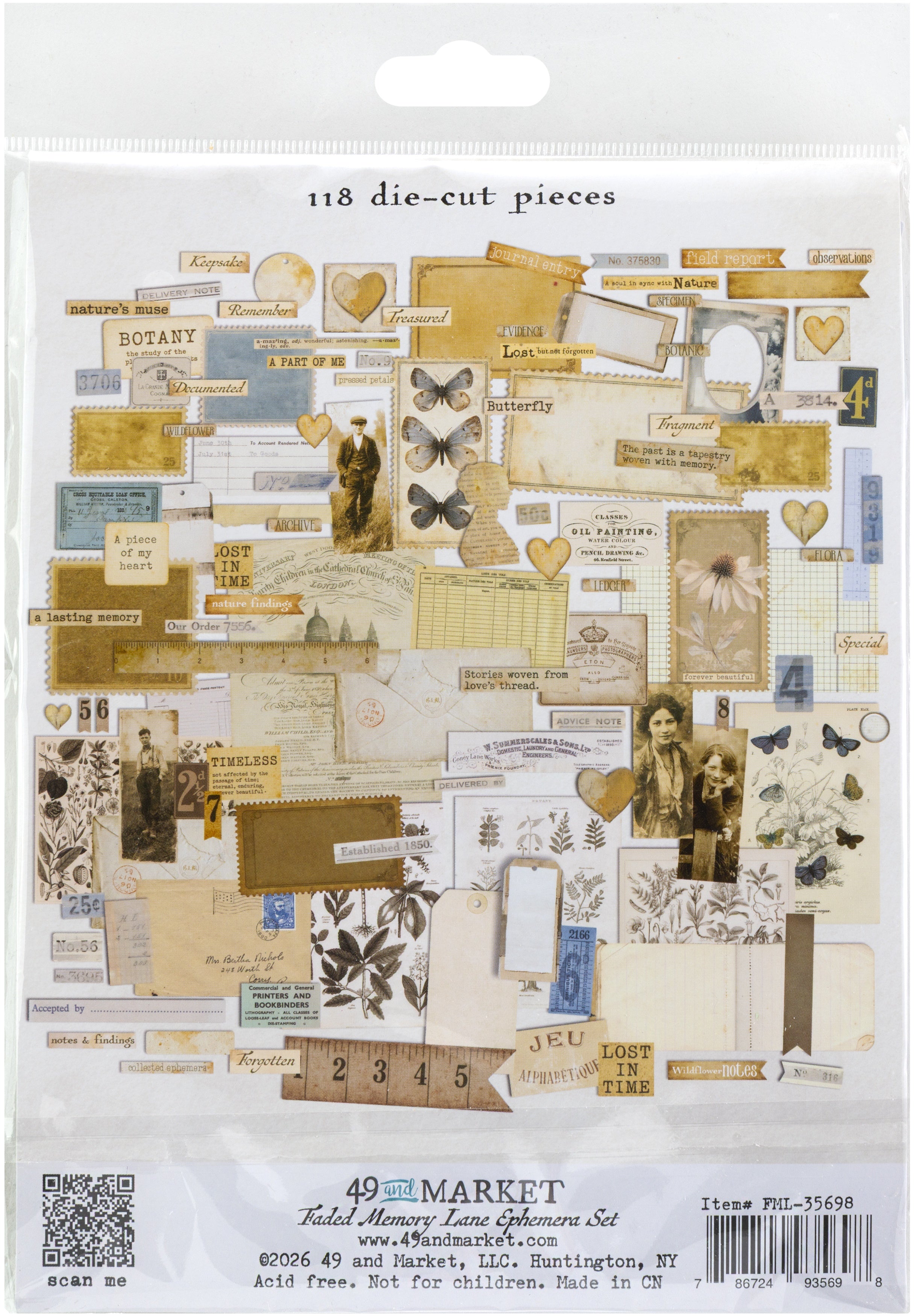 49 and Market FADED MEMORY LANE Ephemera Set 118pc