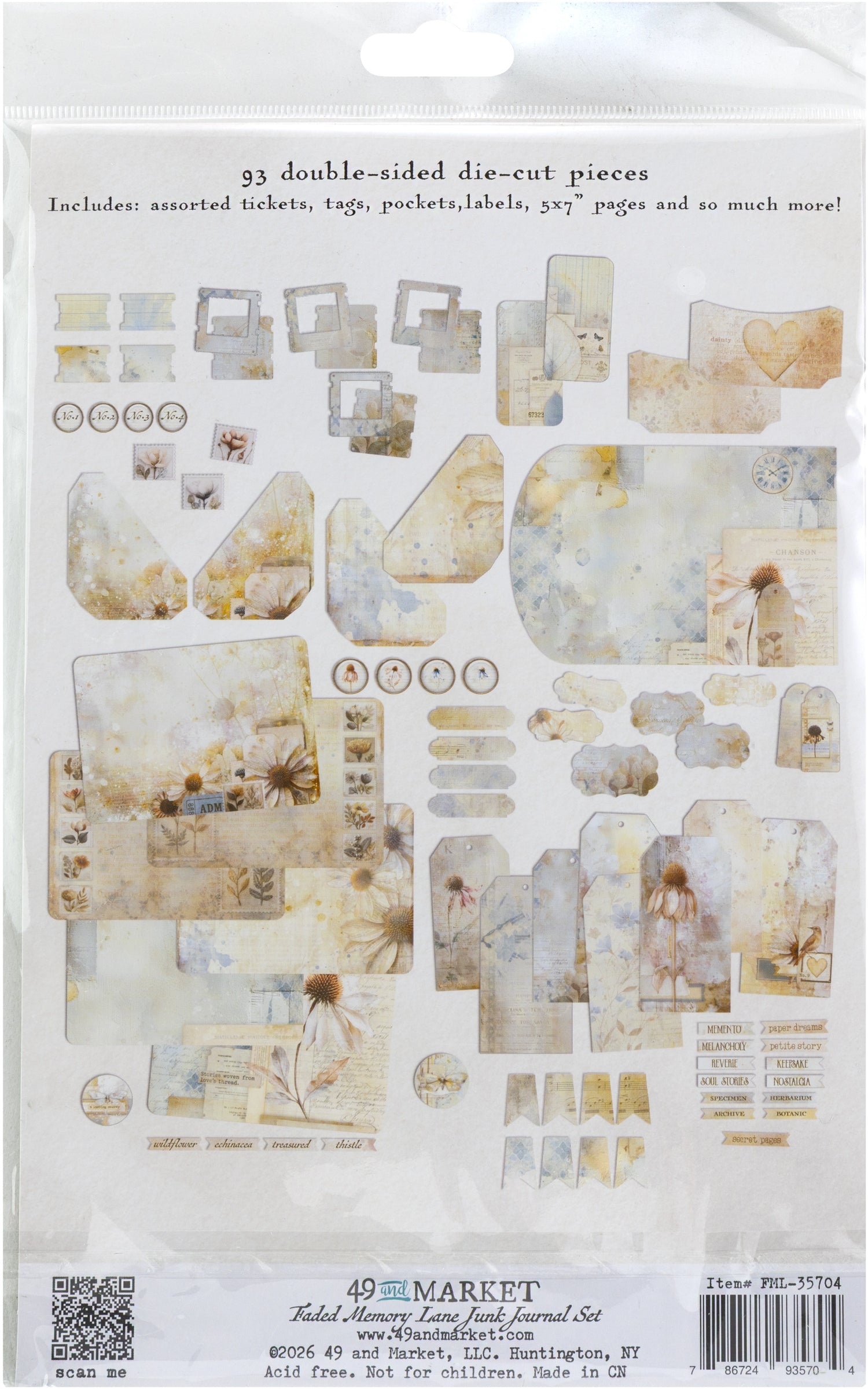 49 and Market FADED MEMORY LANE Junk Journal Set 93pc