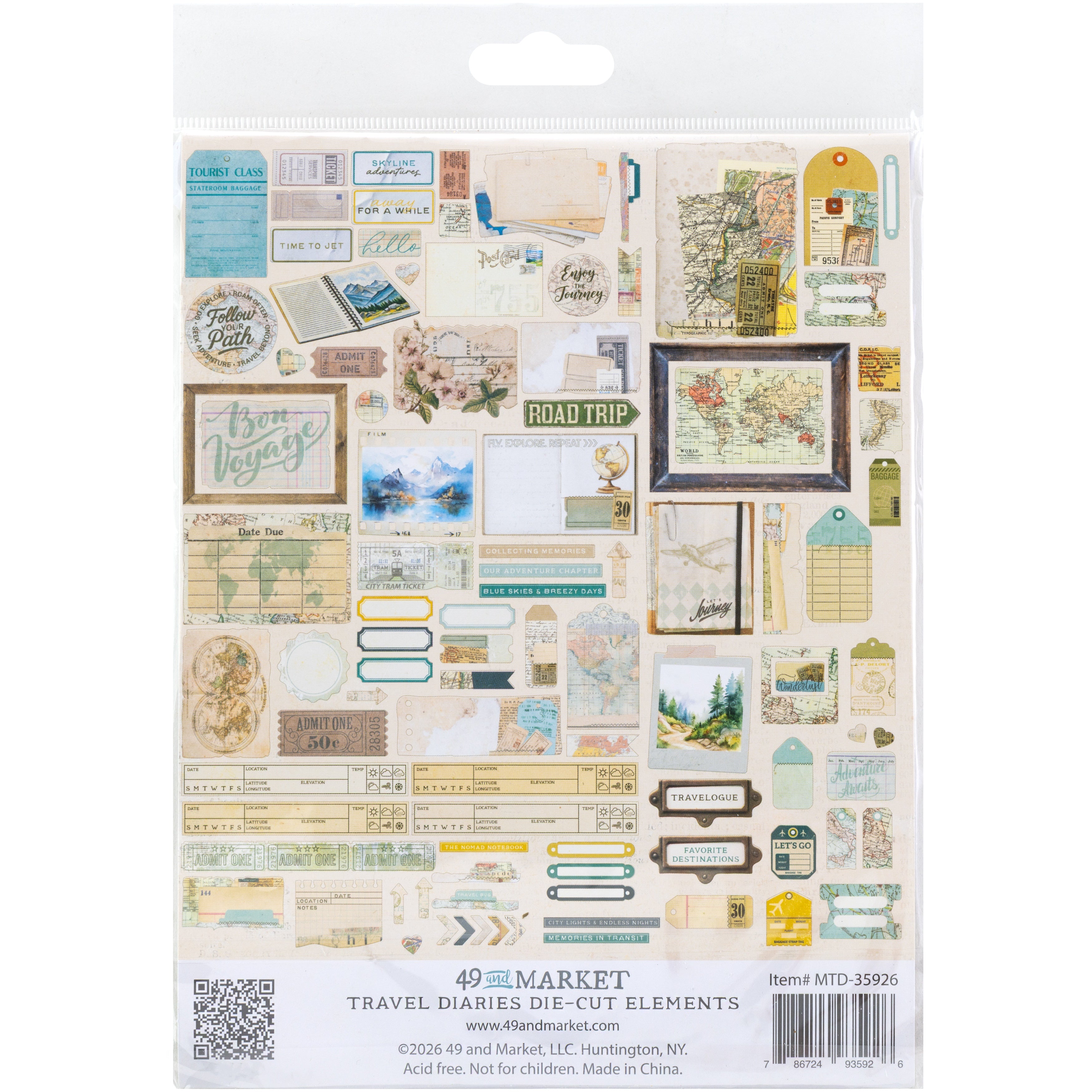 49 and Market TRAVEL DIARIES Die-Cut Elements 105pc