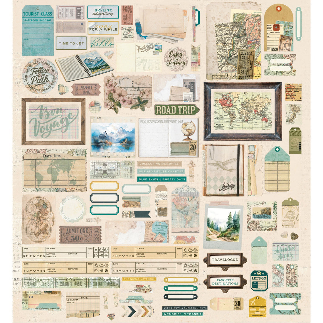 49 and Market TRAVEL DIARIES Die-Cut Elements 105pc
