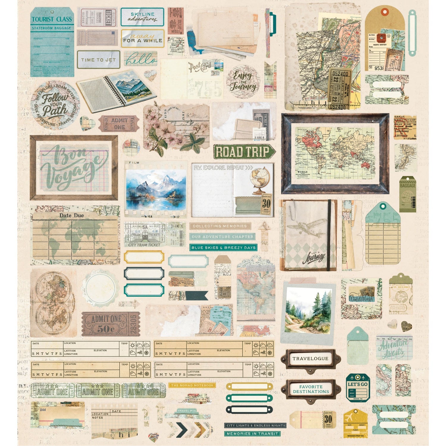 49 and Market TRAVEL DIARIES Die-Cut Elements 105pc