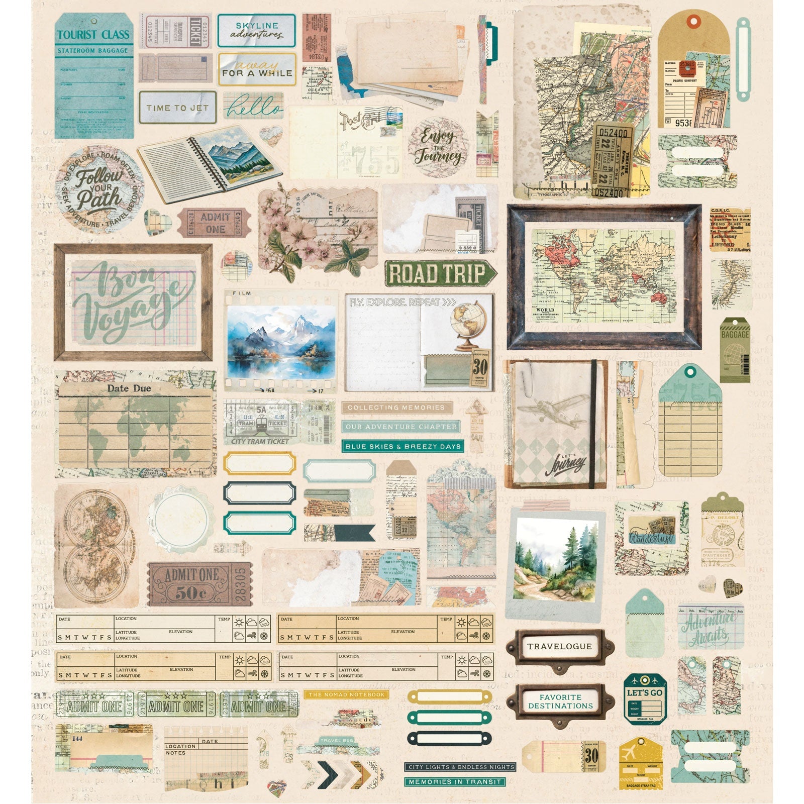 49 and Market TRAVEL DIARIES Die-Cut Elements 105pc
