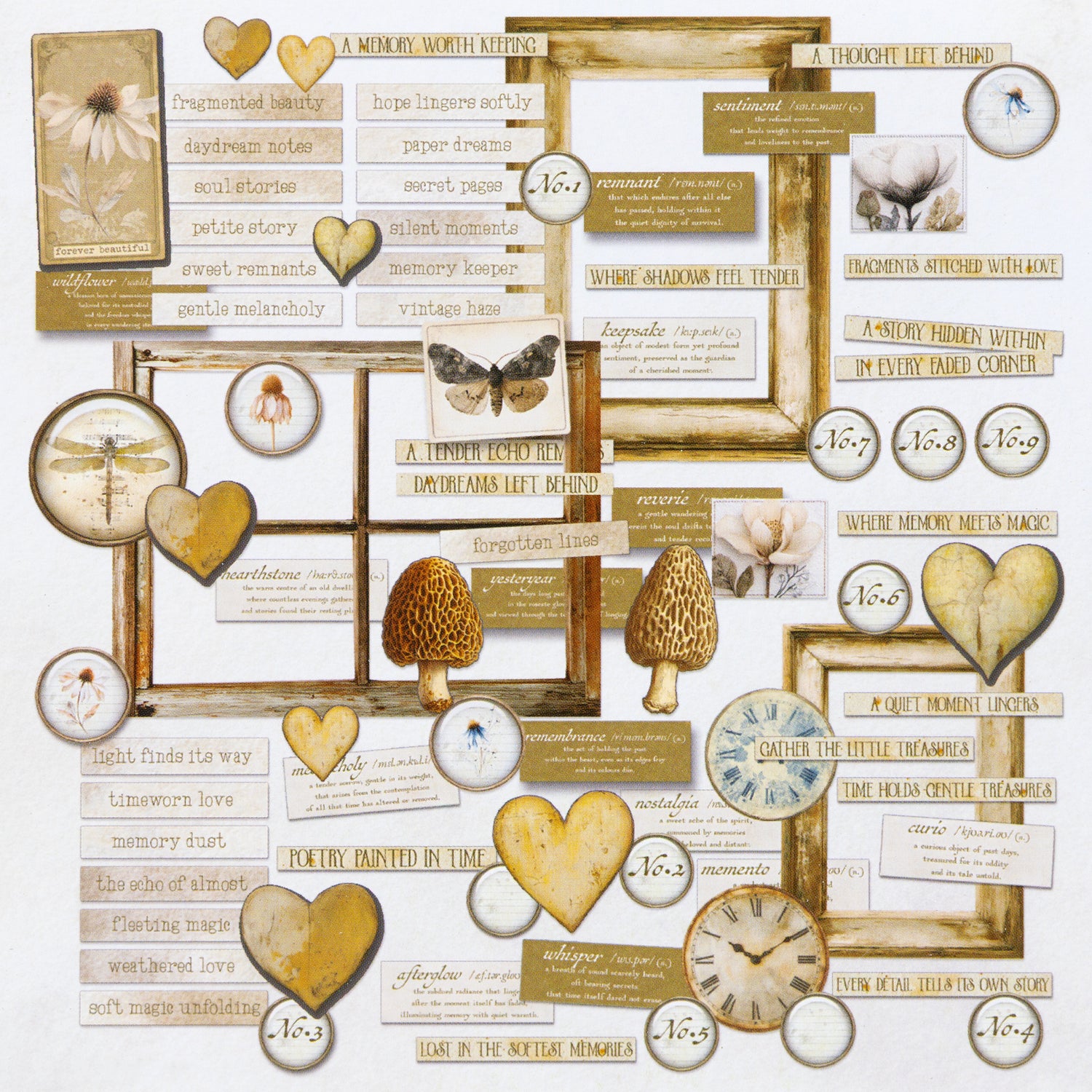 49 and Market FADED MEMORY LANE Chipboard Set 84pc