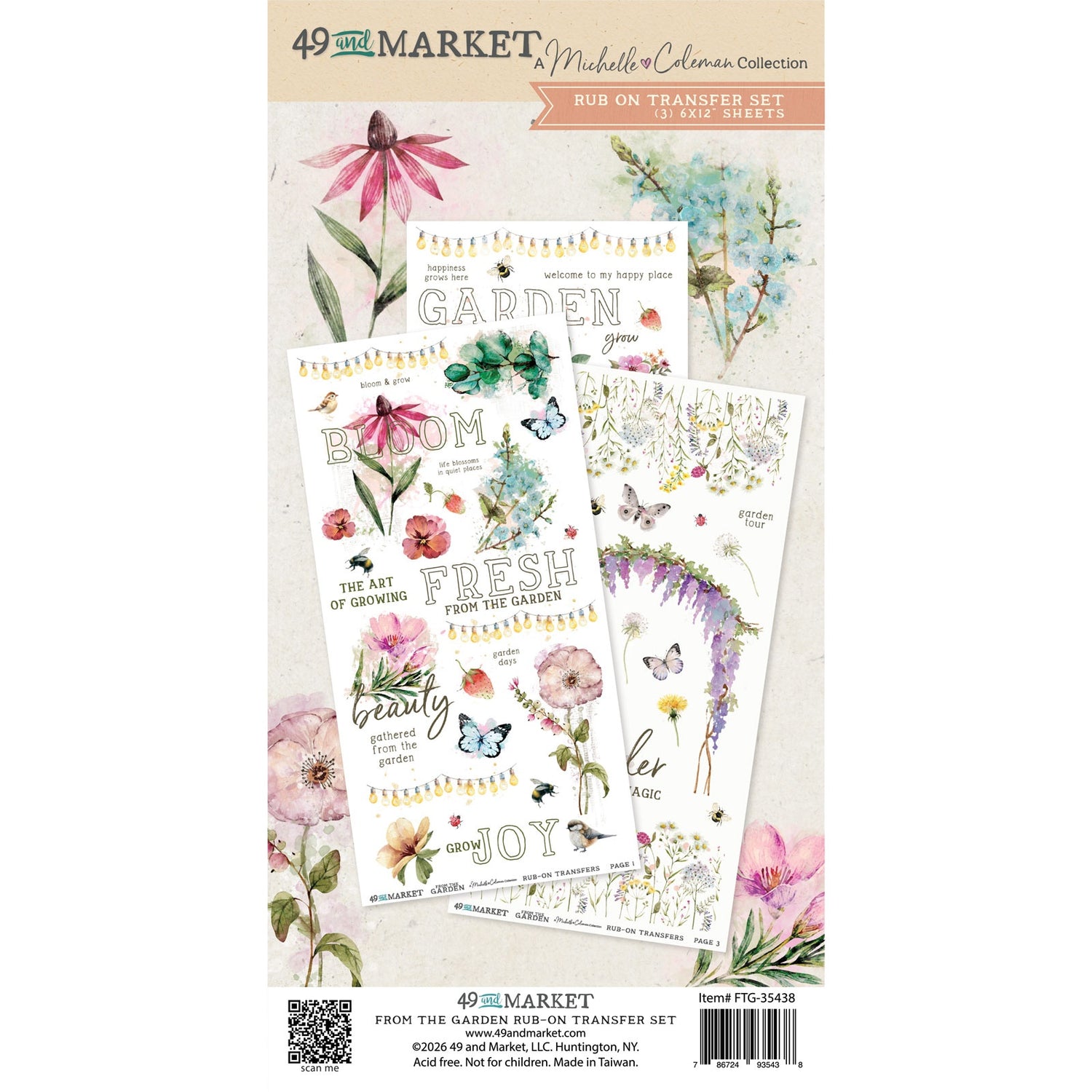49 and Market FROM THE GARDEN Rub On Transfer Set