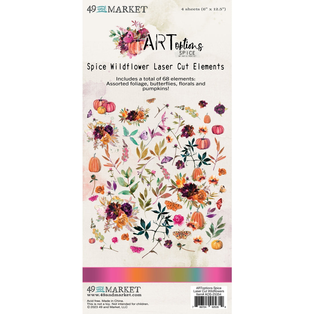 49 and Market ArtOptions SPICE WILDFLOWER LASER CUT ELEMENTS 68pc