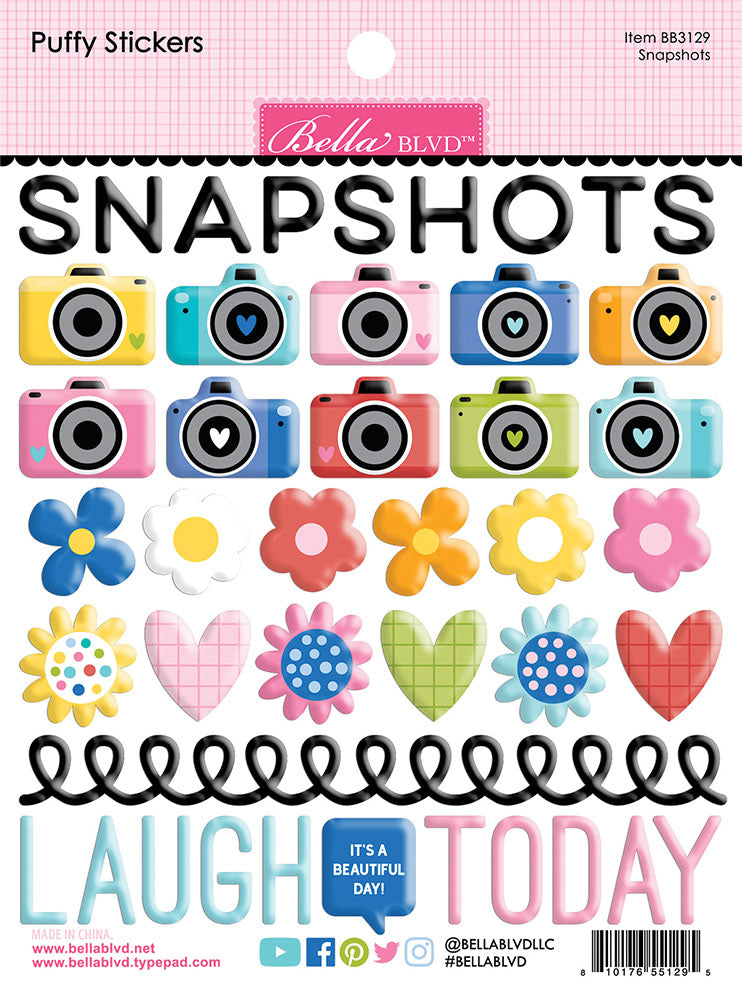 Bella Blvd Documented SNAPSHOTS Puffy Stickers 43pc